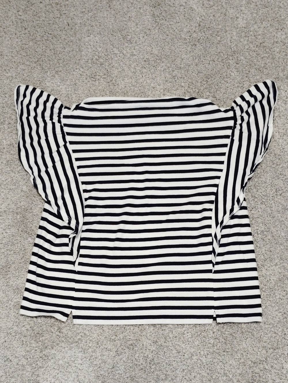 Striped Flutter-Sleeve Top - Black & White